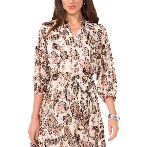 Vince Camuto Women's Paisley Print Smocked Maxi Dress Puff Sleeve Size M NWT - Picture 3 of 9